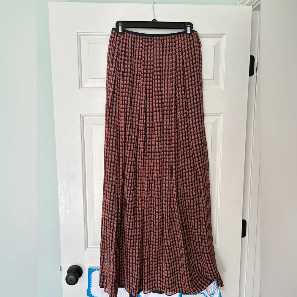 Tory Burch Rust and Black Patterned Maxi Skirt